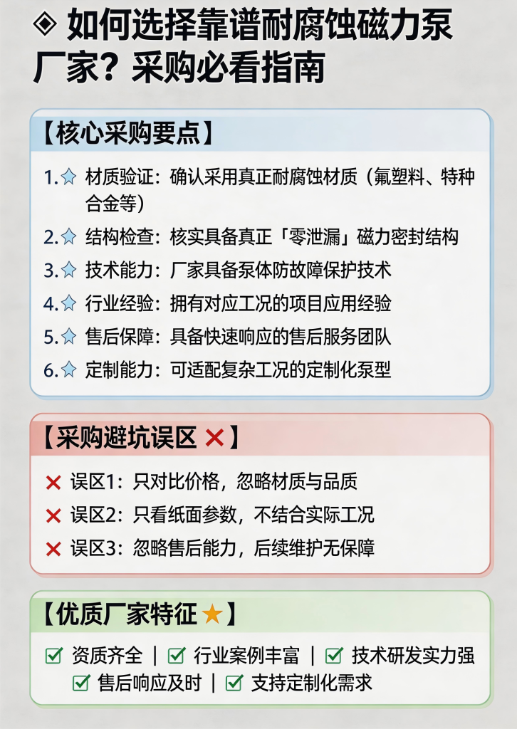 如何选择靠谱的耐腐蚀磁力泵厂家