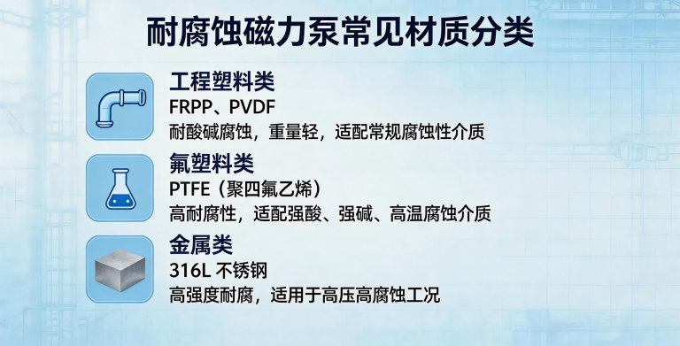 耐腐蚀磁力泵常见材质有哪些？如何选择？