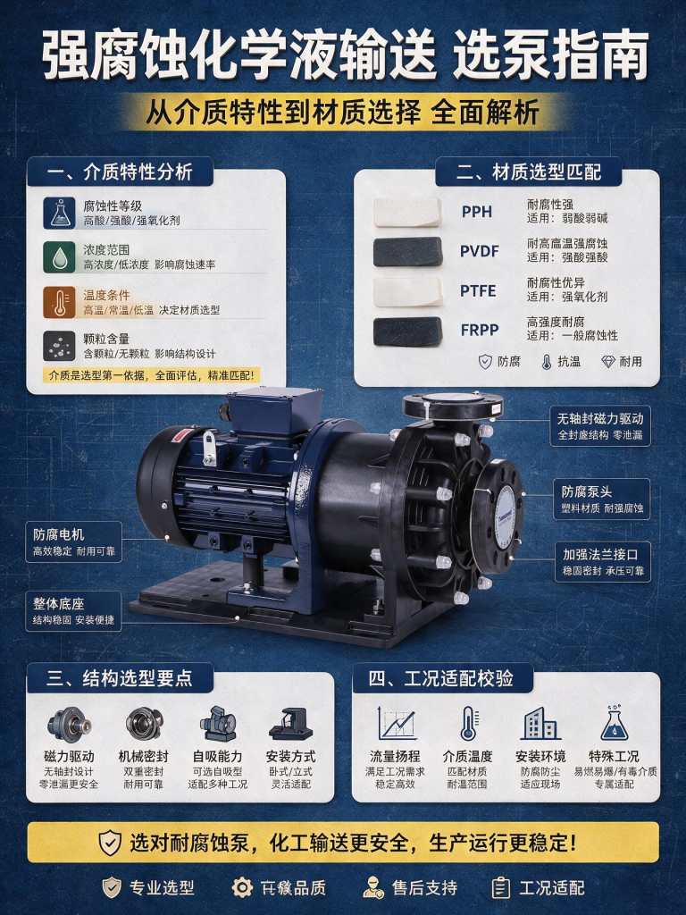 强腐蚀化学液输送如何选泵？从介质特性到材质选择全面解析