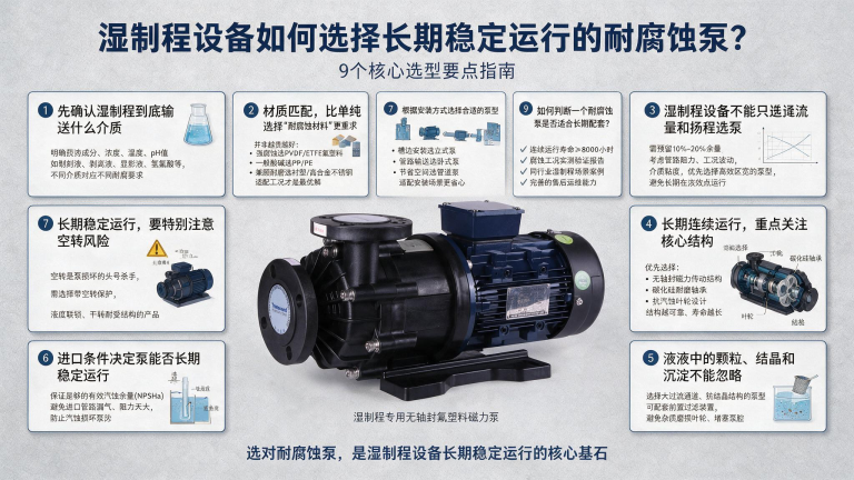 湿制程设备如何选择长期稳定运行的耐腐蚀泵？