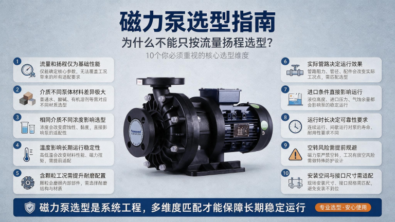 设备配套磁力泵，为什么不能只按照流量和扬程选型？