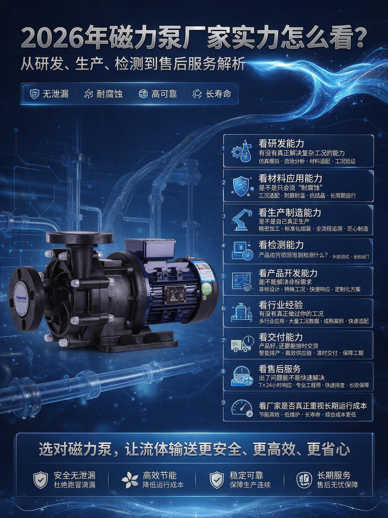 2026年磁力泵厂家实力怎么看？从研发、生产、检测到售后服务解析